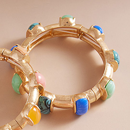 Bold Stone Pointed Stretch Bangle Bracelet
