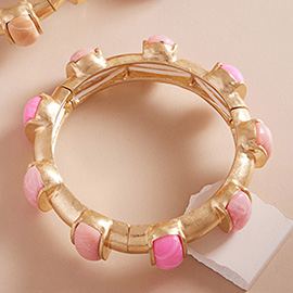 Bold Stone Pointed Stretch Bangle Bracelet