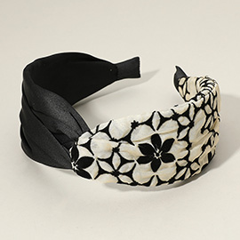 Flower Patten Printed Knot Headband