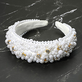 Stone Cluster Pearl Embellished Headband