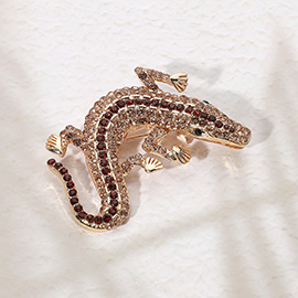 Stone Paved Lizard Pin Brooch