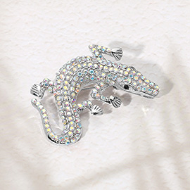 Stone Paved Lizard Pin Brooch
