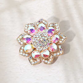 Glass Stone Flower Pin Brooch