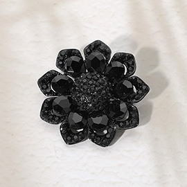 Glass Stone Flower Pin Brooch