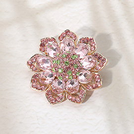Glass Stone Flower Pin Brooch