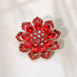 Glass Stone Flower Pin Brooch
