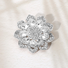 Glass Stone Flower Pin Brooch