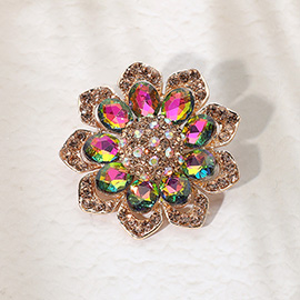 Glass Stone Flower Pin Brooch