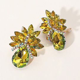 Teardrop Stone Accented Clip on Evening Earrings