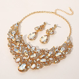 Butterfly Glass Stone Cluster Pointed Teardrop Stone Cluster Evening Necklace