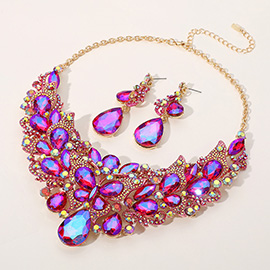 Butterfly Glass Stone Cluster Pointed Teardrop Stone Cluster Evening Necklace