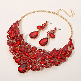 Butterfly Glass Stone Cluster Pointed Teardrop Stone Cluster Evening Necklace