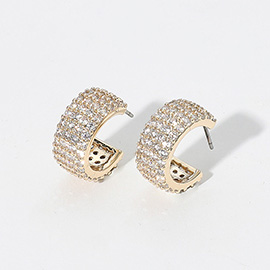 CZ Stone Paved Small Hoop Earrings