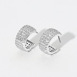 CZ Stone Paved Small Hoop Earrings