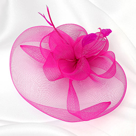 Mesh Flower Feather Pointed Fascinator / Headband