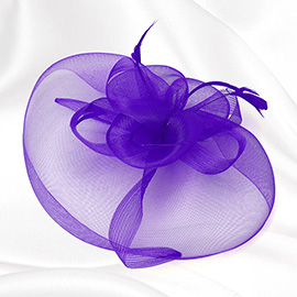 Mesh Flower Feather Pointed Fascinator / Headband