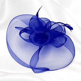 Mesh Flower Feather Pointed Fascinator / Headband