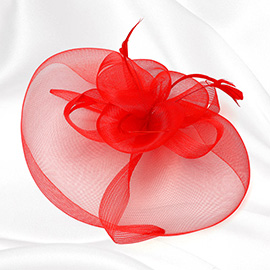 Mesh Flower Feather Pointed Fascinator / Headband