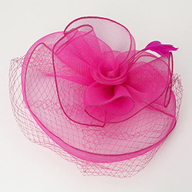 Flower Feather Mesh Fascinator / Headband