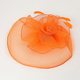 Flower Feather Mesh Fascinator / Headband
