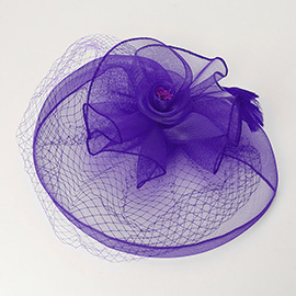 Flower Feather Mesh Fascinator / Headband