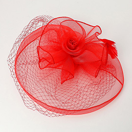 Flower Feather Mesh Fascinator / Headband