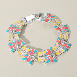 Enamel Butterfly Link Magnetic Bracelet