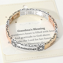 GRANDMAS BLESSING Message Metal Stretch Bracelet