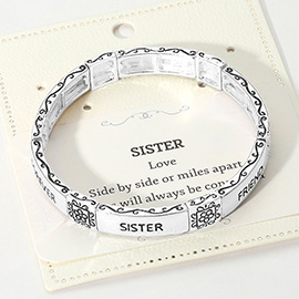 SISTER LOVE Message Metal Stretch Bracelet