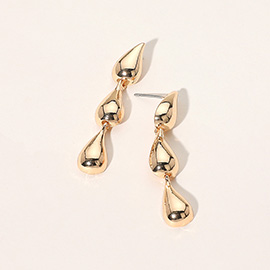Metal Teardrop Link Drop Earrings