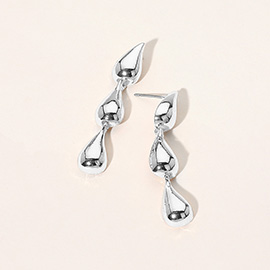 Metal Teardrop Link Drop Earrings