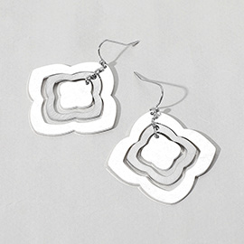Geometric Quatrefoil Metal Plate Concentric Dangle Earrings