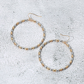 Metal Beaded Ring Dangle Earrings