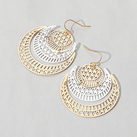 Boho Metal Cutout Crescent Dangle Earrings