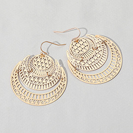 Boho Metal Cutout Crescent Dangle Earrings
