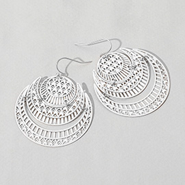 Boho Metal Cutout Crescent Dangle Earrings