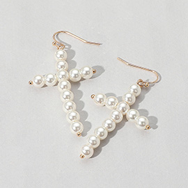 Pearl Cross Dangle Earrings