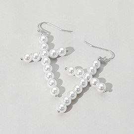 Pearl Cross Dangle Earrings
