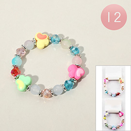 12PCS - Butterfly Faceted Beaded Stretch Bracelets