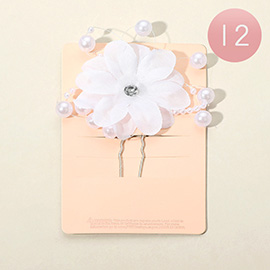 12PCS - Fabric Pearl Floral Hair Comb Pins