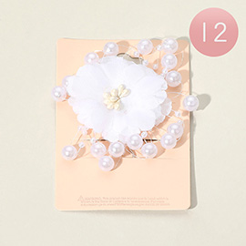 12PCS - Fabric Pearl Floral Hair Comb Pins