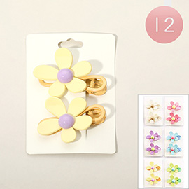 12 SET OF 2 - Flower Alligator Snap Hair Clip Set