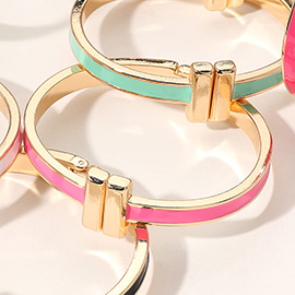 Metal Bar Tip Enamel Hinged Bangle Bracelet