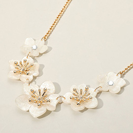 Sparkled Resin Flower Link Necklace