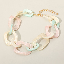 Celluloid Acetate Chunky Abstract Link Necklace