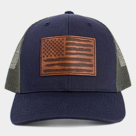 American USA Flag Patch Pointed Mesh Back Trucker Hat