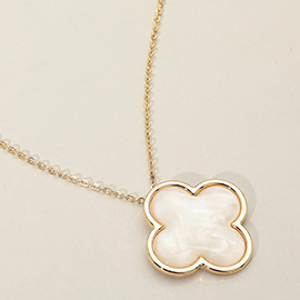 Celluloid Acetate Quatrefoil Pendant Long Necklace