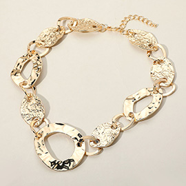 Chunky Textured Metal Link Necklace