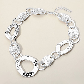 Chunky Textured Metal Link Necklace