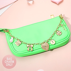 Heart Bow Flower  Charm Quatrefoil Pearl Station Bag Charm